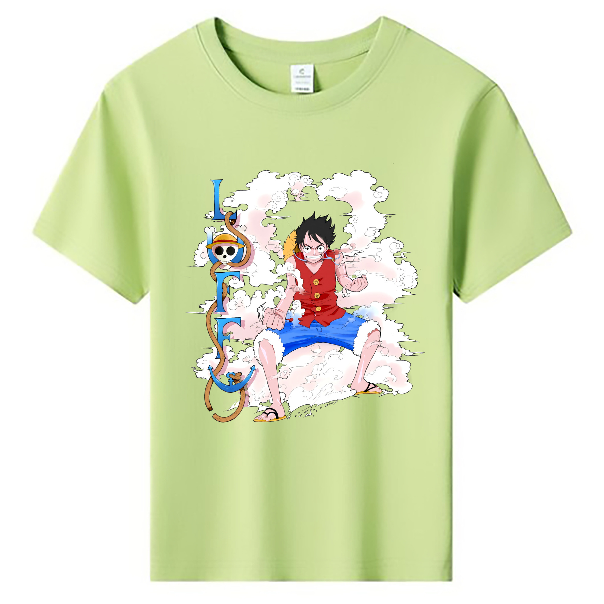 ワンピース モンキー・D・ルフィ ONE PIECE Monkey D. Luffy 綿100％キッズTシャツ（フロントプリント）